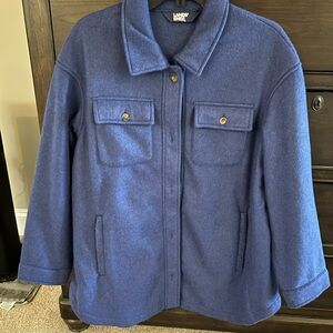 NWOT Lands End Blue Fleece Shirt Jacket XL Petite